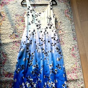 Beautiful Royal Blue and Lilac Cotton Floral Dress